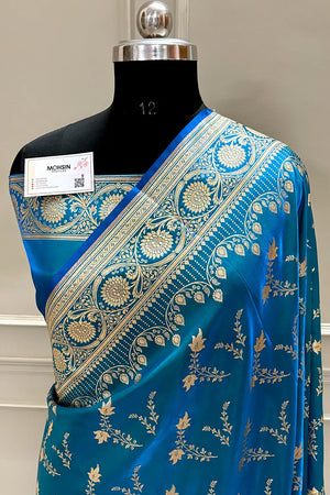 Firozi Floranza Katan Silk Banarasi Saree