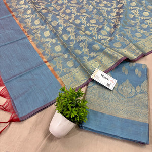 Firozi Golden Zari Banarasi Silk Suit