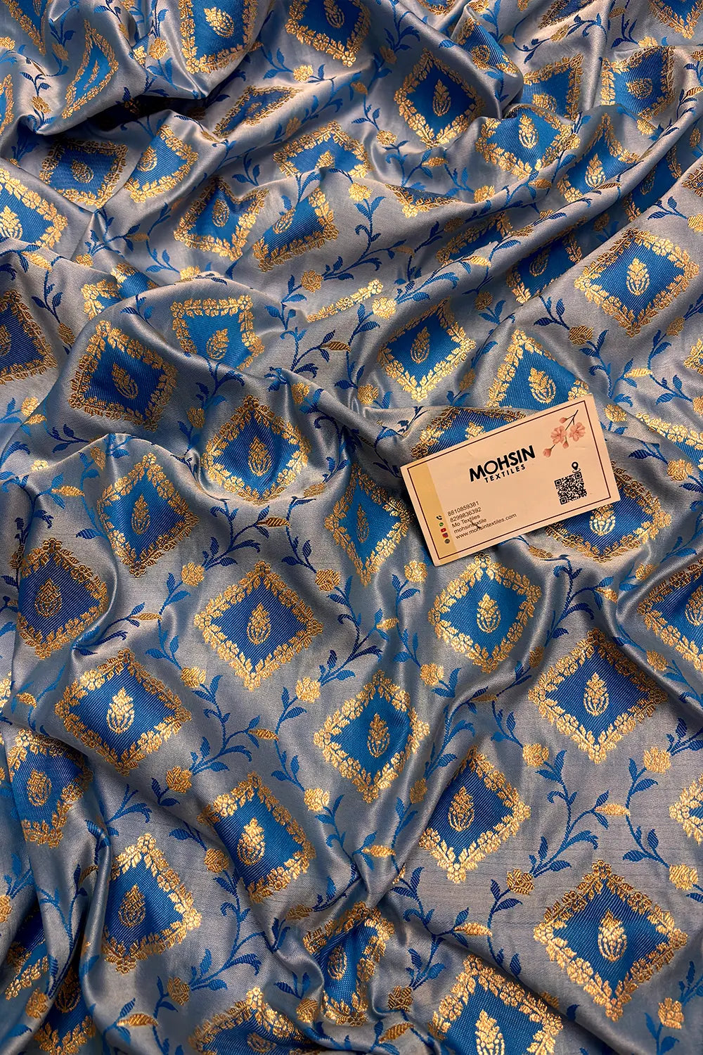 Firozi Heera Jaal Katan Mashru Silk Banarasi Saree