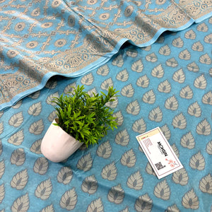 Firozi Kacchi Carry Patta Cotton Silk Banarasi Suit