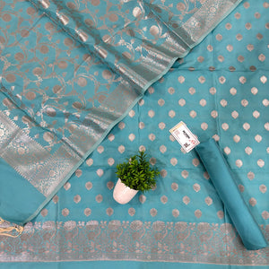 Firozi Kiyari Satin Silk Banarasi Suit