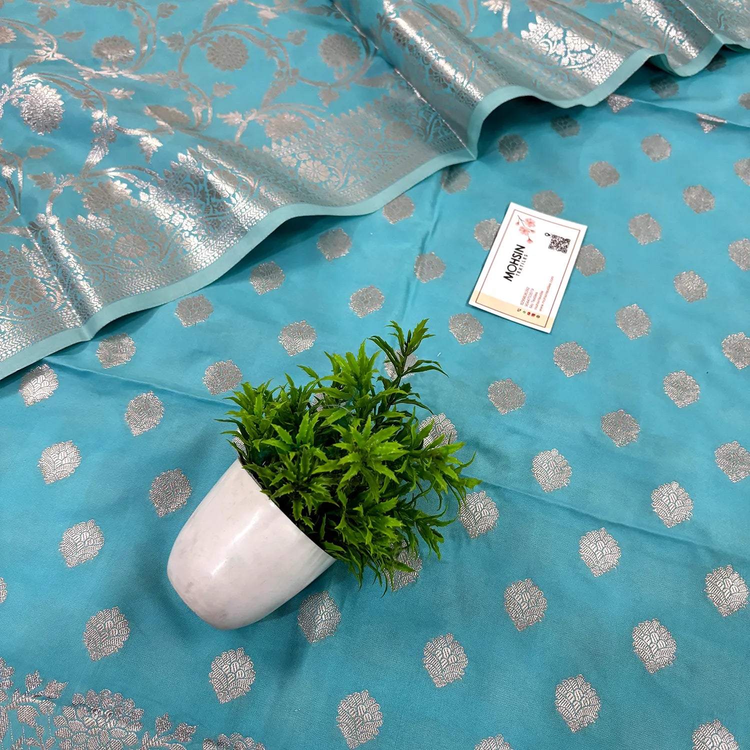 Firozi Kiyari Satin Silk Banarasi Suit