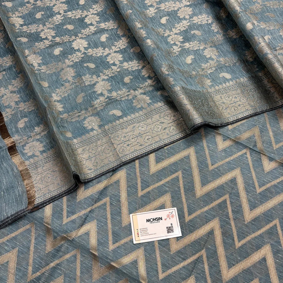 Firozi Linen Silk Banarasi Suit