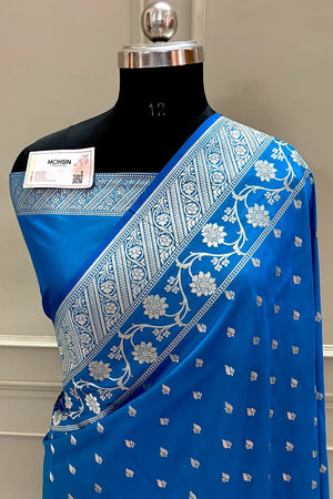 Firozi Mahinki Buti Katan Silk Banarasi Saree