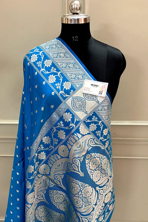 Firozi Mahinki Buti Katan Silk Banarasi Saree