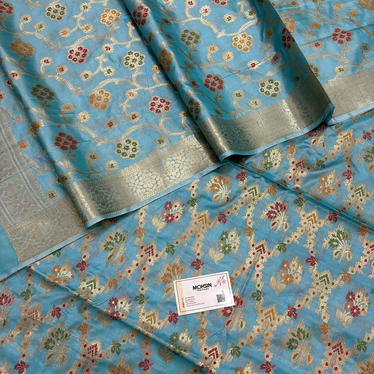 Firozi Meenakari Katan Silk Banarasi Suit
