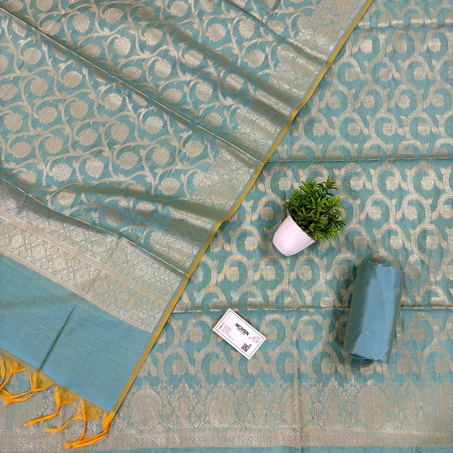 Firozi Persian Jaal Banarasi Silk Suit