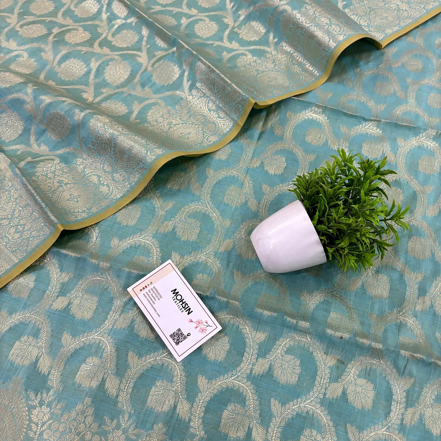 Firozi Persian Jaal Banarasi Silk Suit