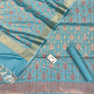 Firozi Pink Meena Katan Silk Banarasi Suit