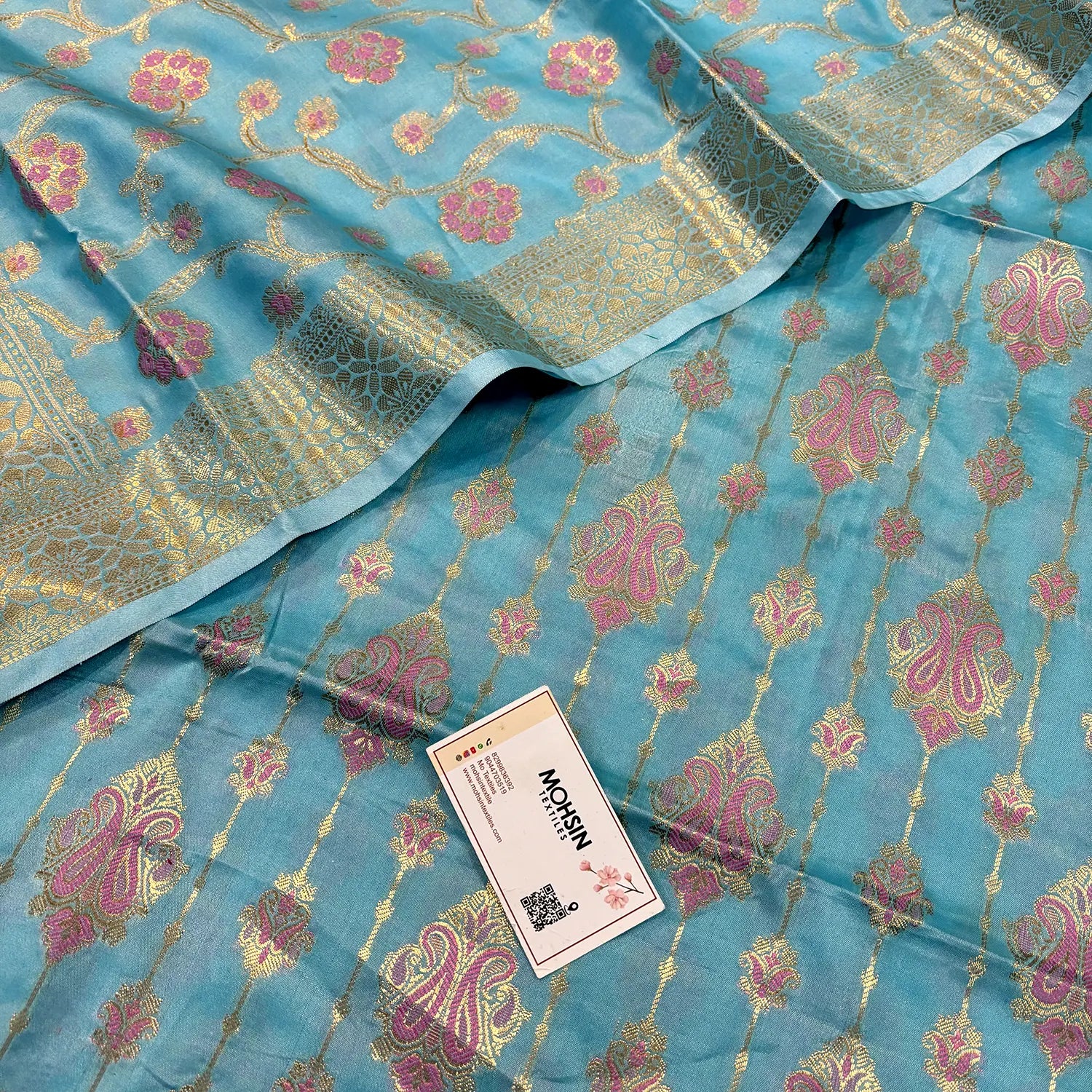 Firozi Pink Meena Katan Silk Banarasi Suit
