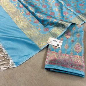 Firozi Pink Meena Katan Silk Banarasi Suit