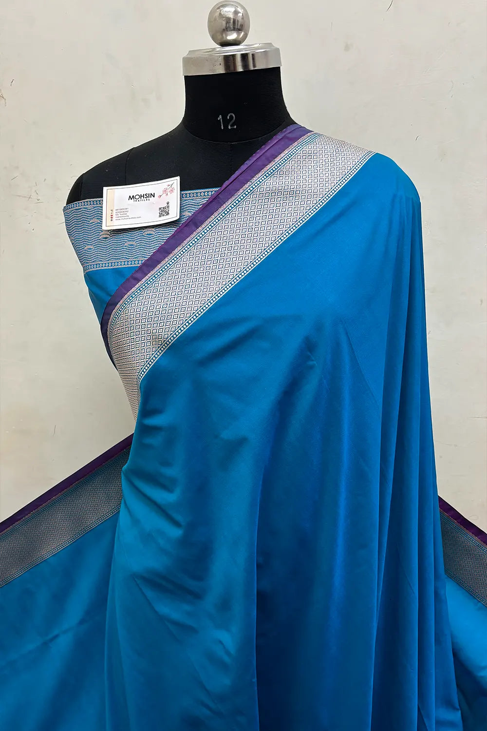 Firozi Plain Ghat Katan Silk Banarasi Saree