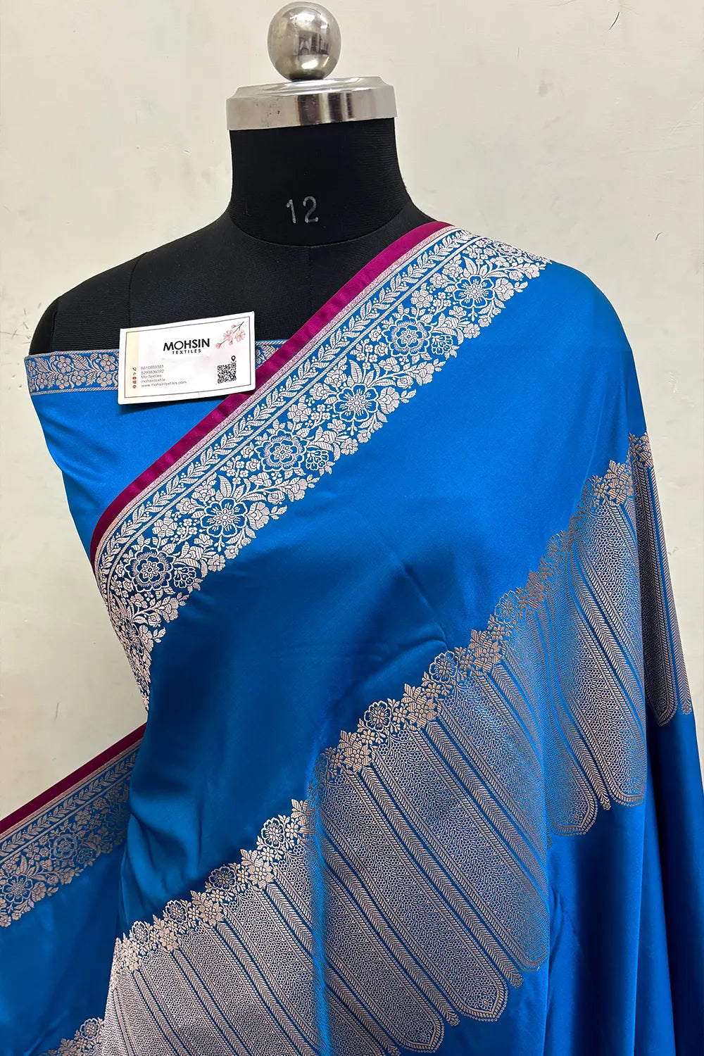 Firozi Plain Katan Mashru Silk Banarasi Saree