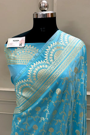 Firozi Quantum Jaal Katan Silk Banarasi Saree