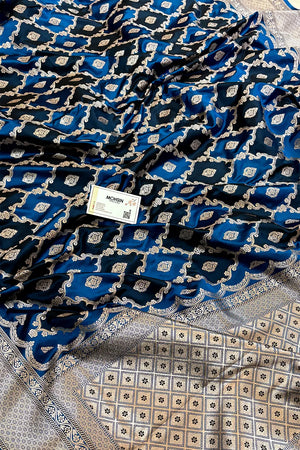 Firozi Rangkaat Zari Katan Silk Banarasi Saree