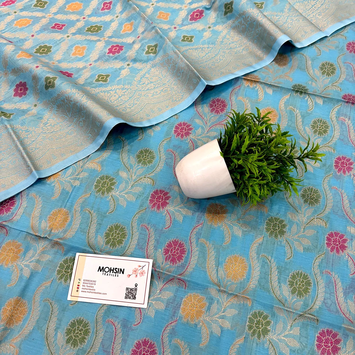 Firozi Resham Banarasi Silk Suit