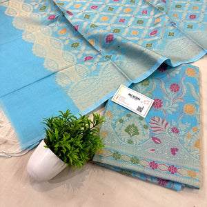 Firozi Resham Banarasi Silk Suit