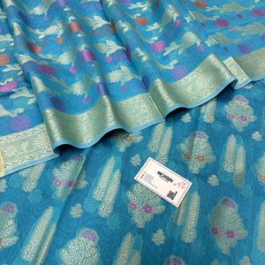 Firozi Resham Banarasi Silk Suit