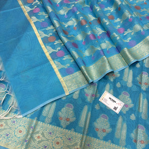 Firozi Resham Banarasi Silk Suit
