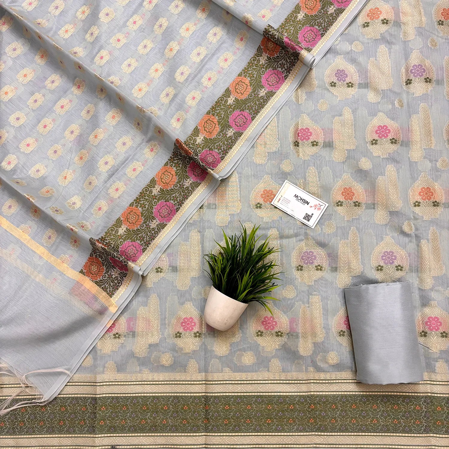 Firozi Resham Banarasi Silk Suit