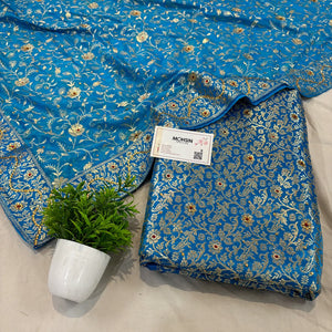 Firozi Stone Work Kimkhab Silk Banarasi Gharara