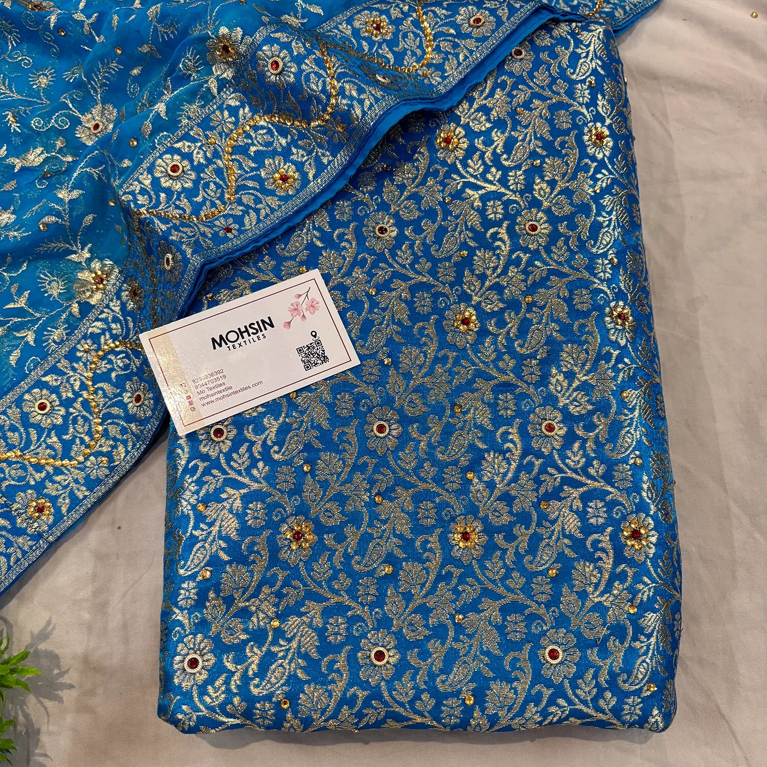 Firozi Stone Work Kimkhab Silk Banarasi Gharara