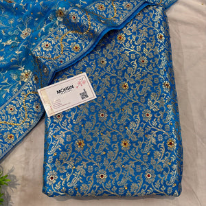 Firozi Stone Work Kimkhab Silk Banarasi Gharara