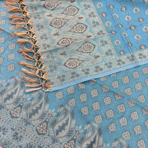 Firozi Surahi Tree Cotton Silk Banarasi Suit