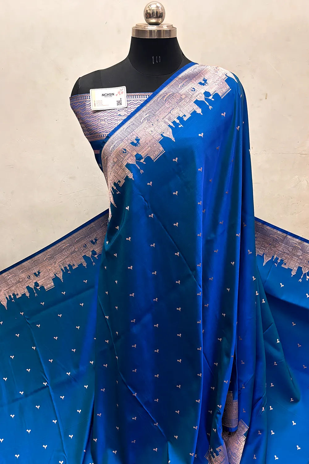 Firozi Teal Garhwa Ghat Katan Silk Banarasi Saree
