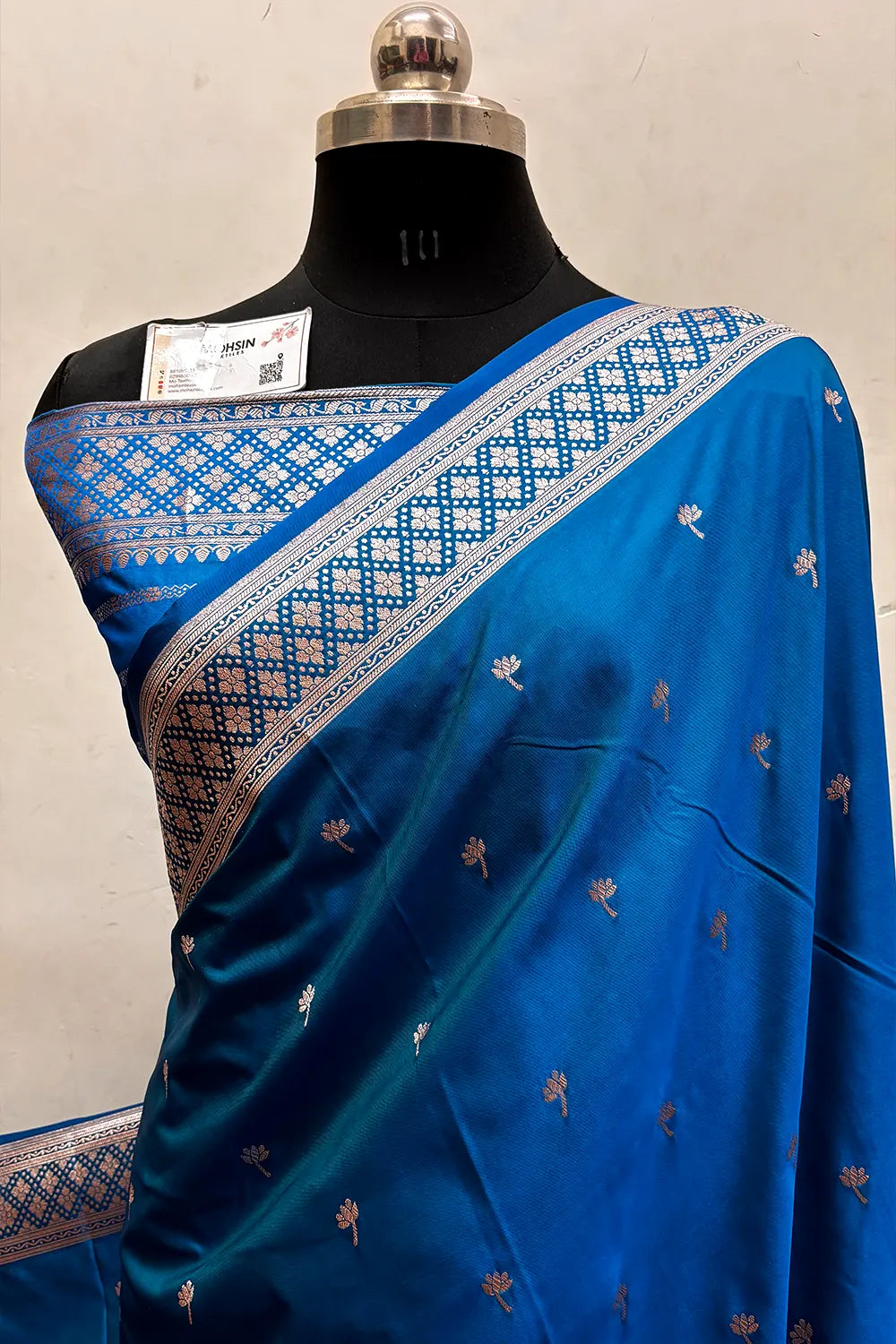 Firozi Teal Vice City Beach Katan Silk Banarasi Saree