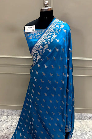 Firozi Tejo Katan Silk Banarasi Saree