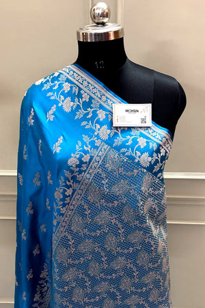 Firozi Tejo Katan Silk Banarasi Saree