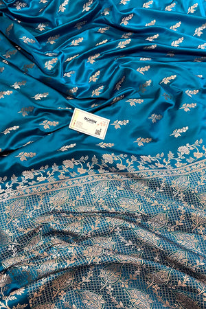 Firozi Tejo Katan Silk Banarasi Saree
