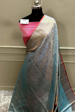 Firozi Tissue Silk Banarasi Saree