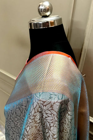 Firozi Tissue Silk Banarasi Saree