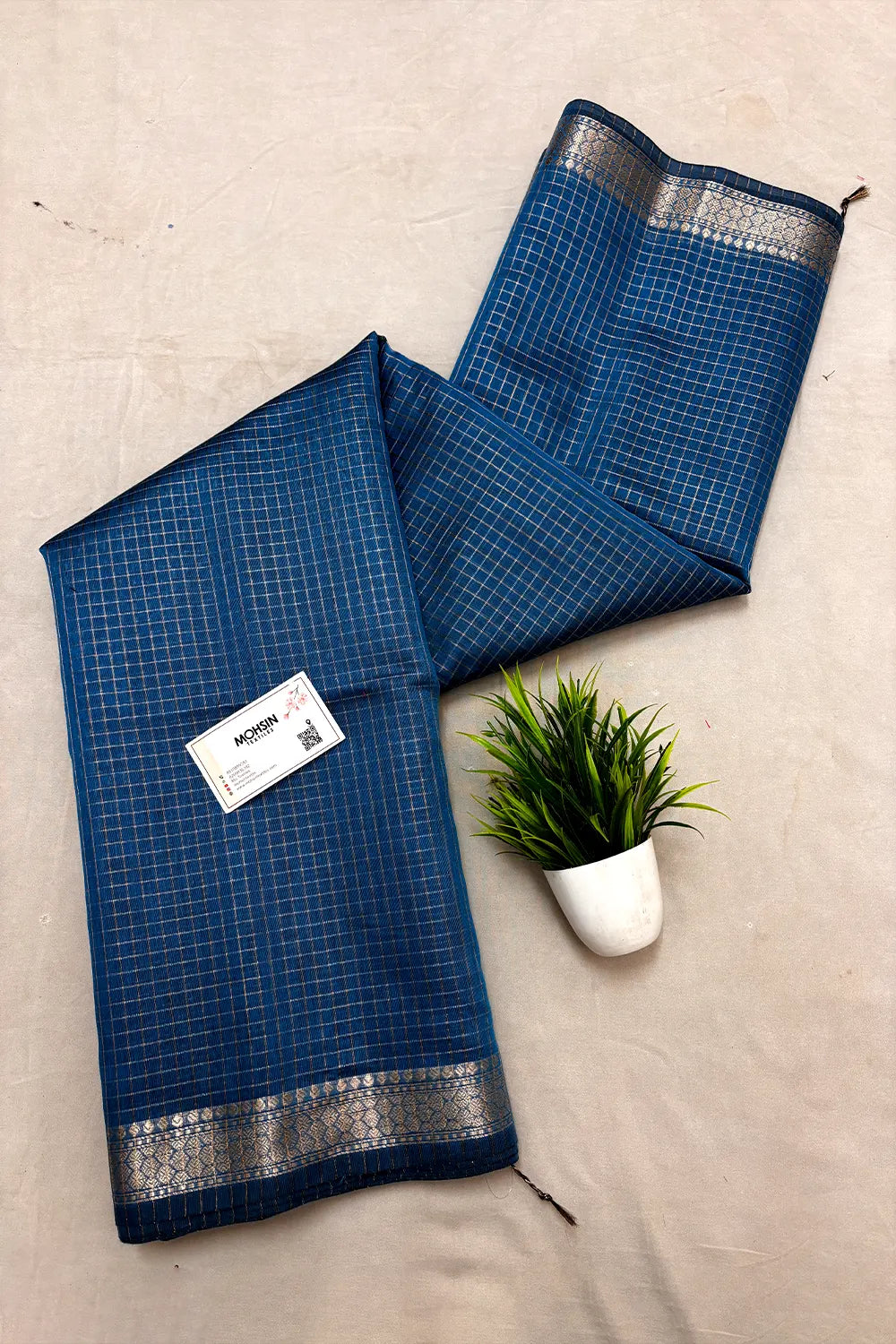Firozi Zari Chanderi Silk Banarasi Saree