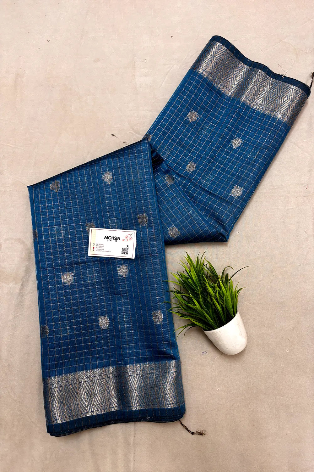 Firozi Zari Chanderi Silk Banarasi Saree
