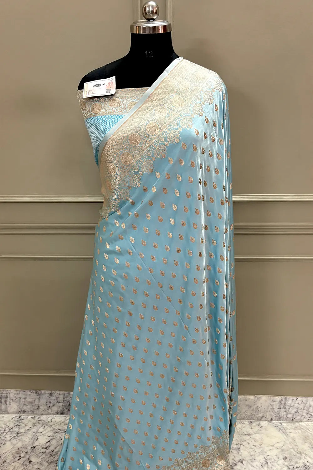 Firozi Zari Katan Silk Banarasi Saree