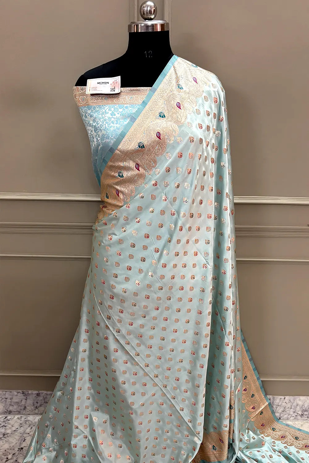 Firozi Zari Katan Silk Banarasi Saree