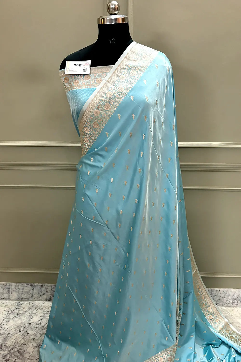 Firozi Zari Katan Silk Banarasi Saree