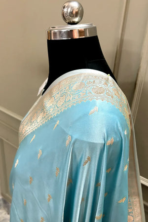 Firozi Zari Katan Silk Banarasi Saree
