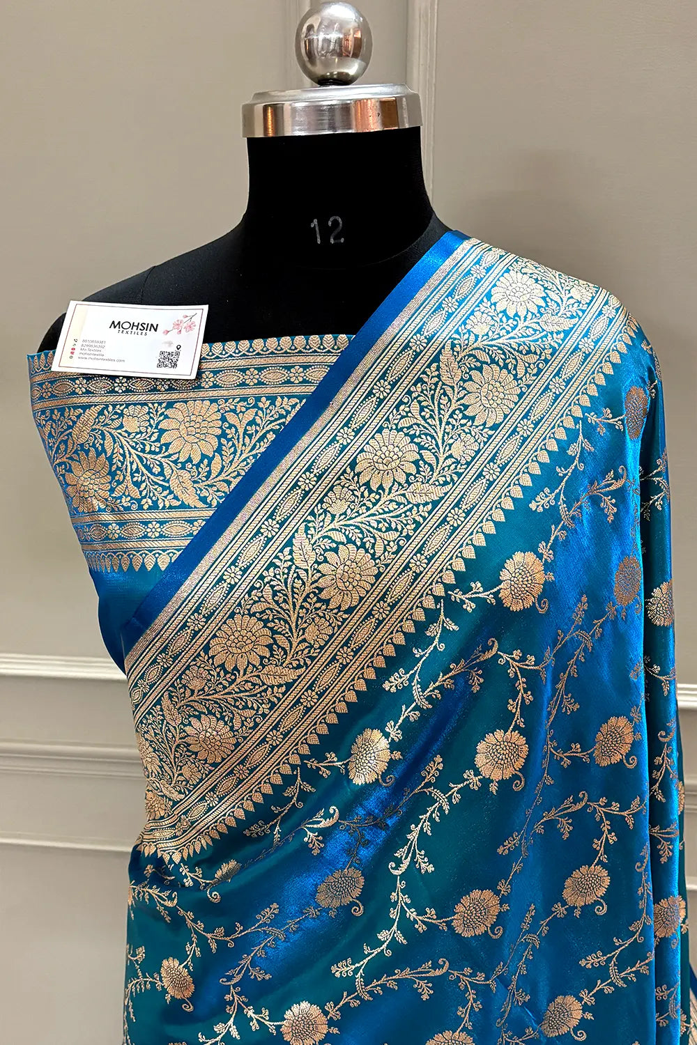 Firozi Zari Katan Silk Banarasi Saree