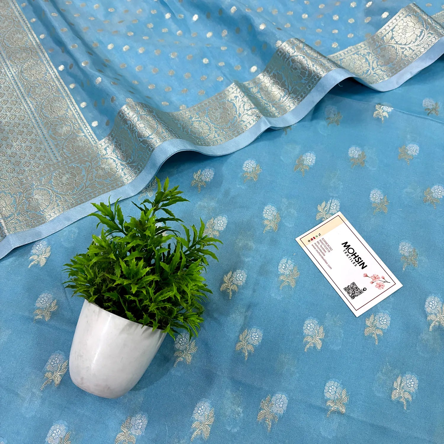 Firozi Zari Katan Silk Banarasi Suit