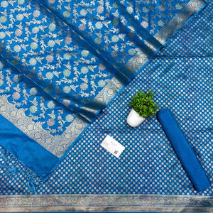 Firozi Zari Katan Silk Banarasi Suit