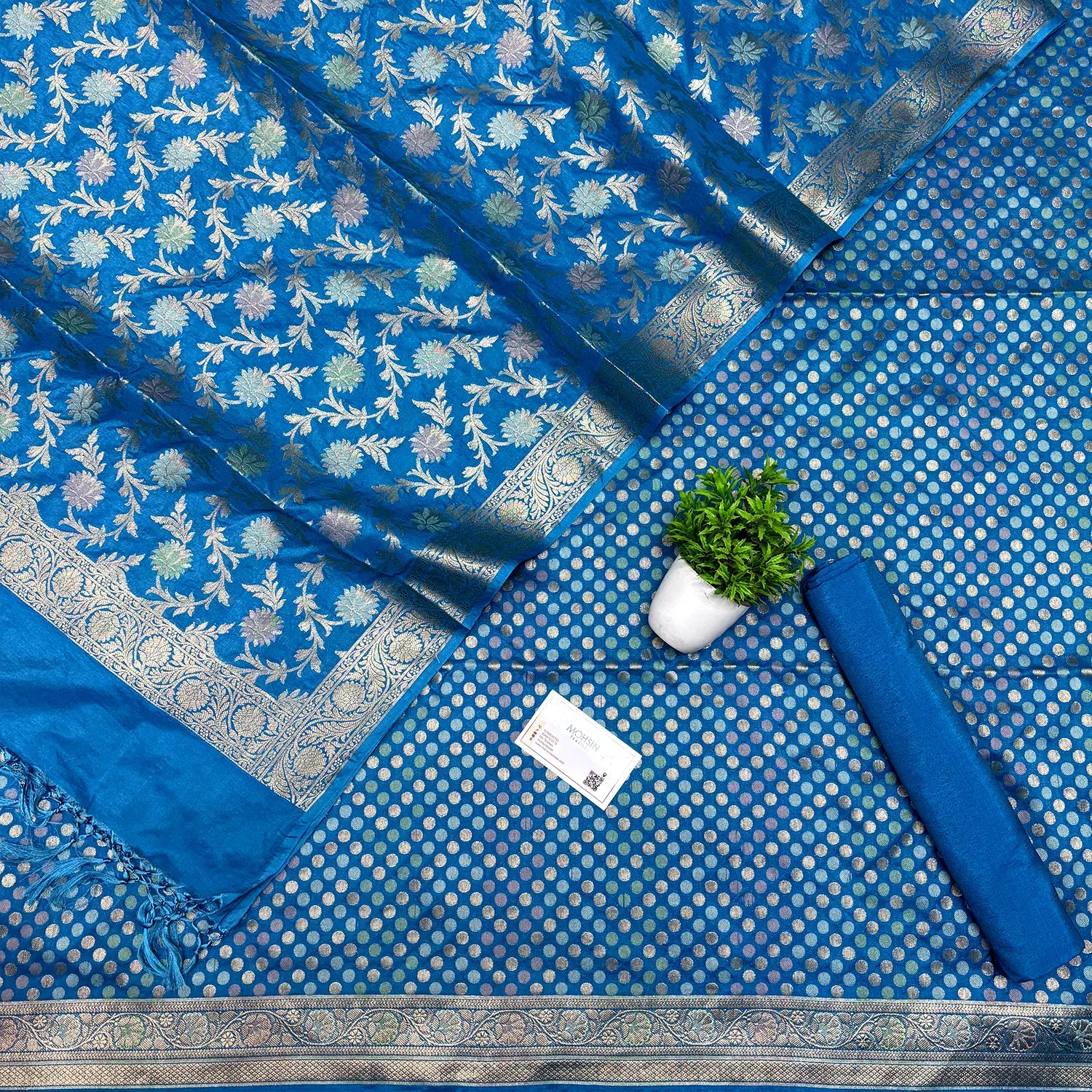 Firozi Zari Katan Silk Banarasi Suit