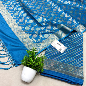 Firozi Zari Katan Silk Banarasi Suit