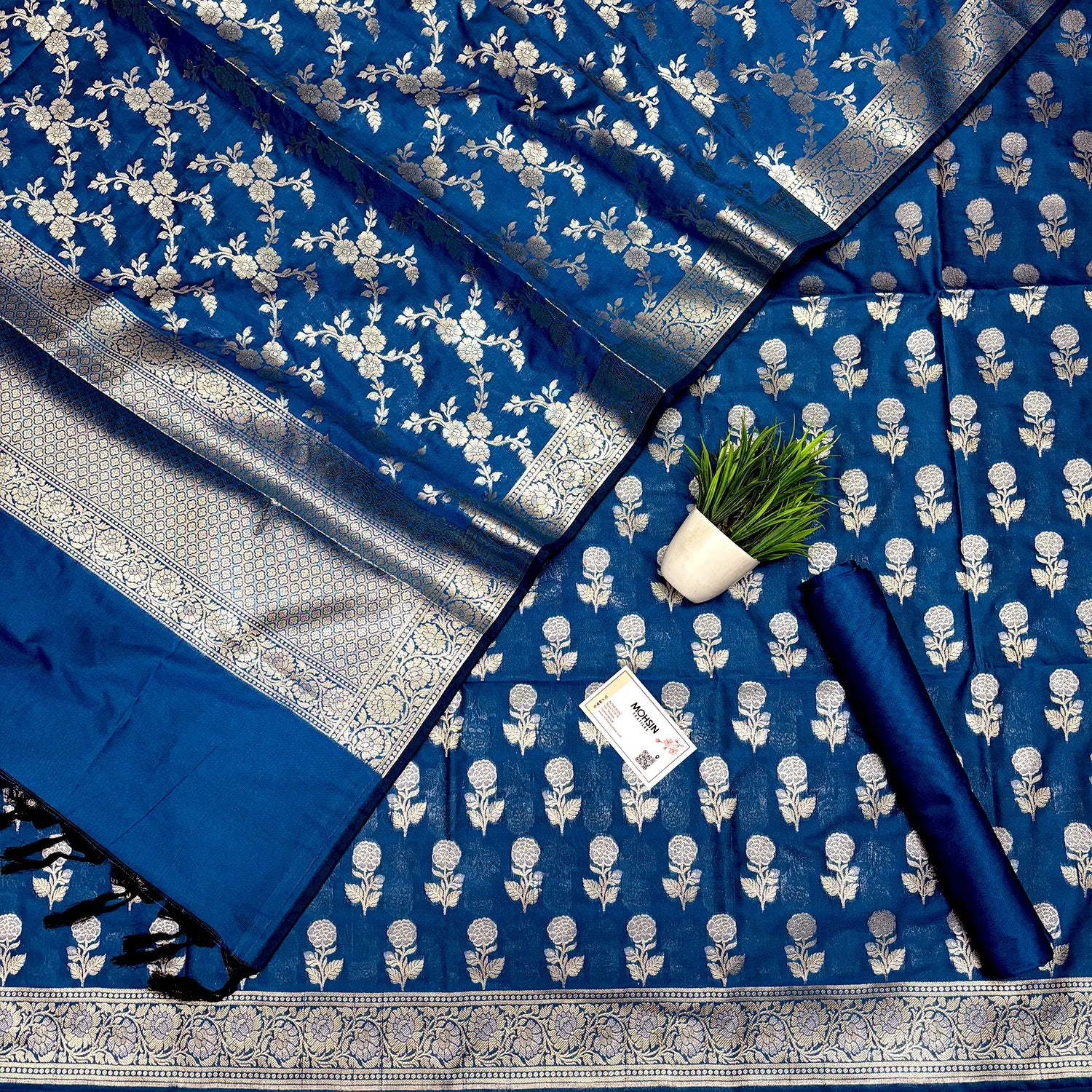Firozi Zari Katan Silk Banarasi Suit