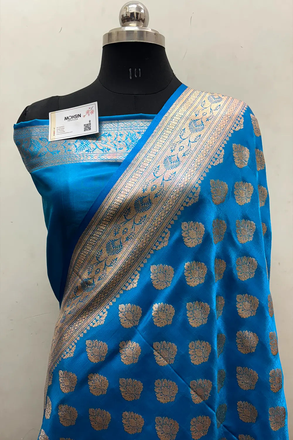 Firozi Zari Satin Silk Banarasi Saree