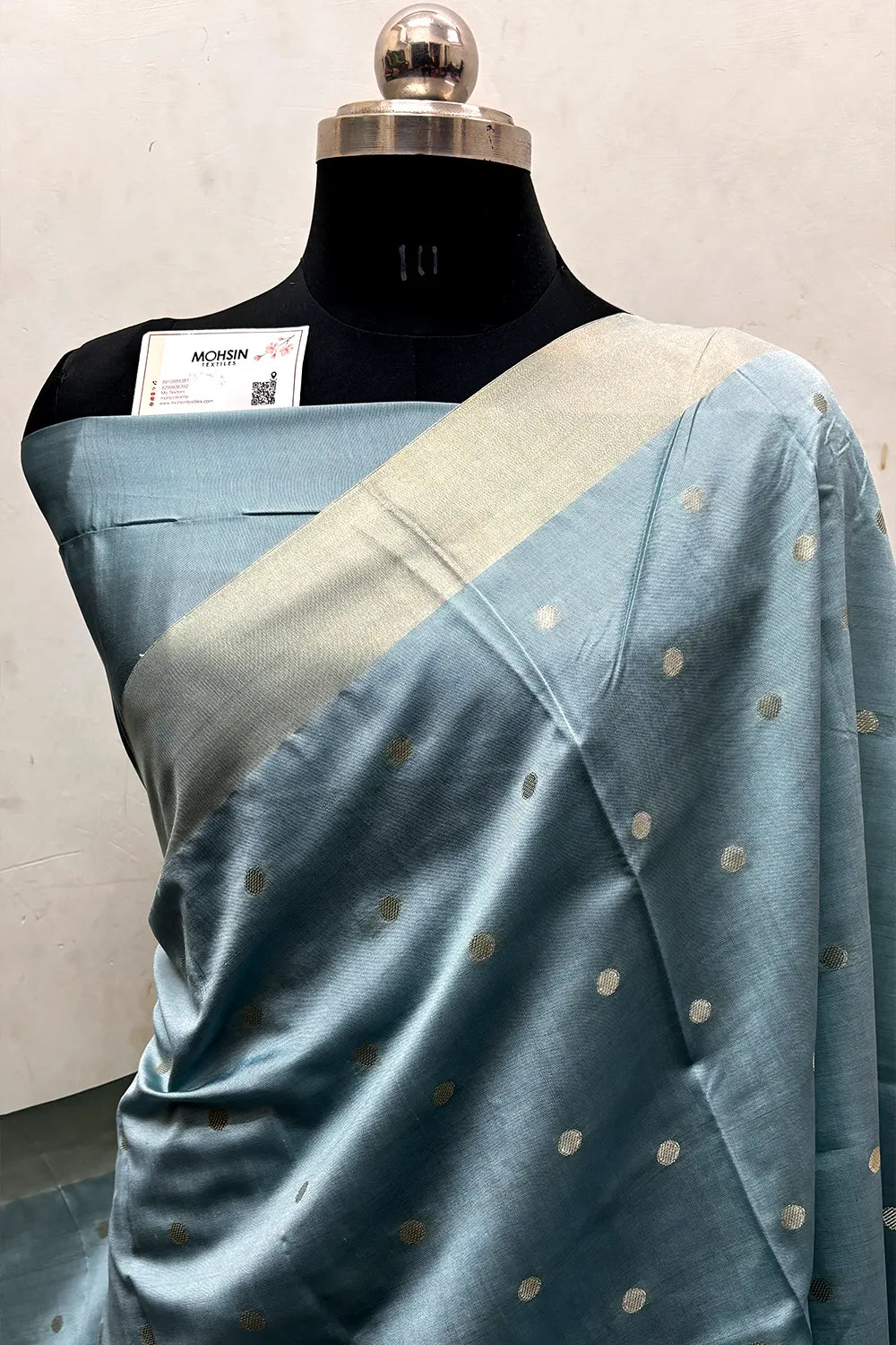 Firozi Zari Semi Katan Silk Banarasi Saree