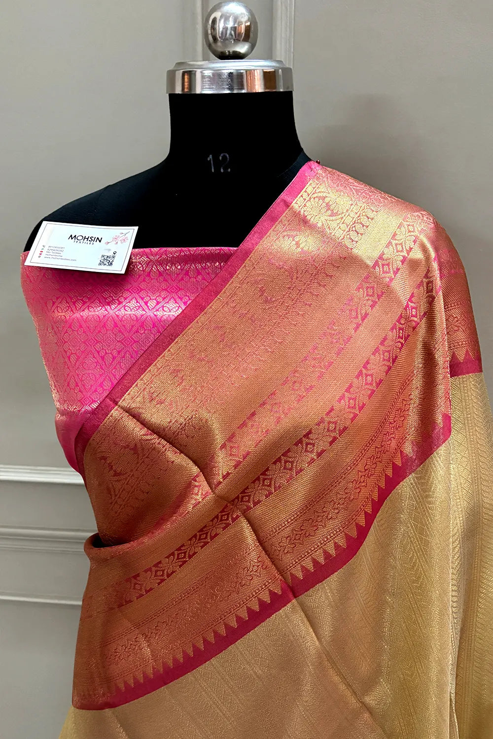 Gold and Pink Tissue Silk Banarasi Saree